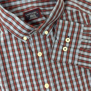 UNTUCKit Button Up Shirt Mens Medium Plaid Check‎ Long Sleeve Cotton Oxford